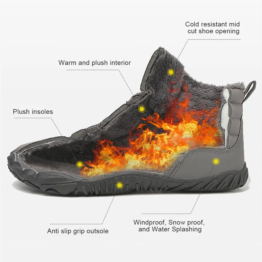 Winter Hike Barefoot Snow Boots Womens Men Minimalist Boots with Wide Toe Box Short Ankle Booties Anti-Slip Barefoot Zero Drop Boot Women for Walking Outdoor