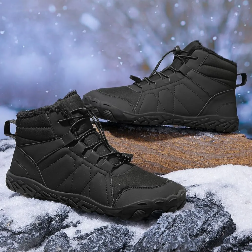 Winter Hike Barefoot Snow Boots Womens Men Minimalist Boots with Wide Toe Box Short Ankle Booties Anti-Slip Barefoot Zero Drop Boot Women for Walking Outdoor
