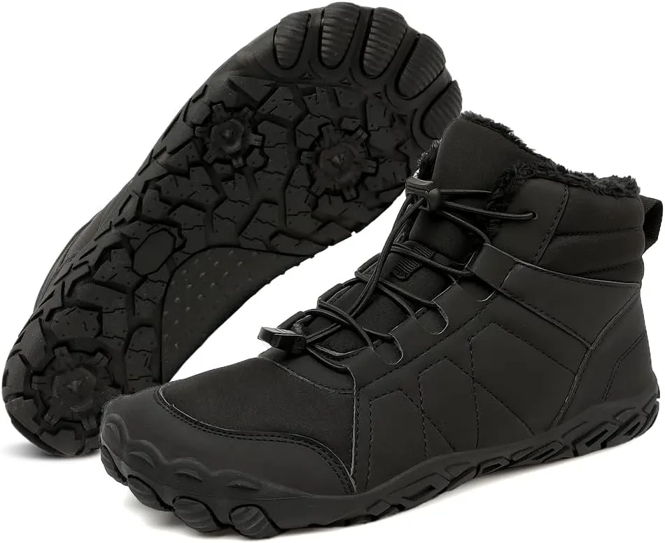Winter Hike Barefoot Snow Boots Womens Men Minimalist Boots with Wide Toe Box Short Ankle Booties Anti-Slip Barefoot Zero Drop Boot Women for Walking Outdoor