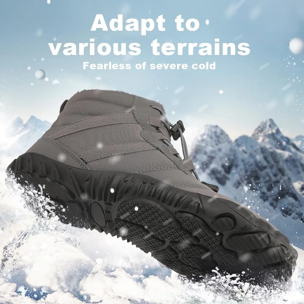 Winter Hike Barefoot Snow Boots Womens Men Minimalist Boots with Wide Toe Box Short Ankle Booties Anti-Slip Barefoot Zero Drop Boot Women for Walking Outdoor