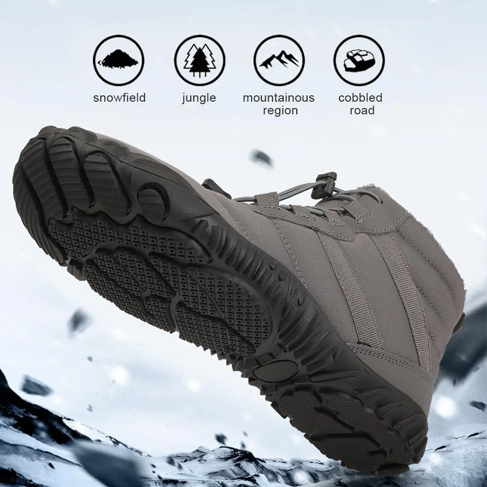 Winter Hike Barefoot Snow Boots Womens Men Minimalist Boots with Wide Toe Box Short Ankle Booties Anti-Slip Barefoot Zero Drop Boot Women for Walking Outdoor