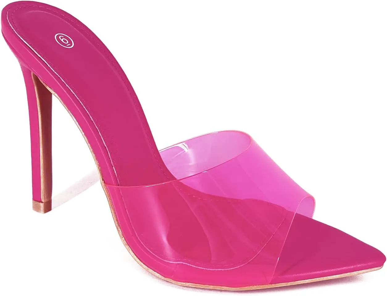 Women Clear Pointed Toe Sandals Stiletto Heels Transparent Strap High Heels Slip on Mules for Women