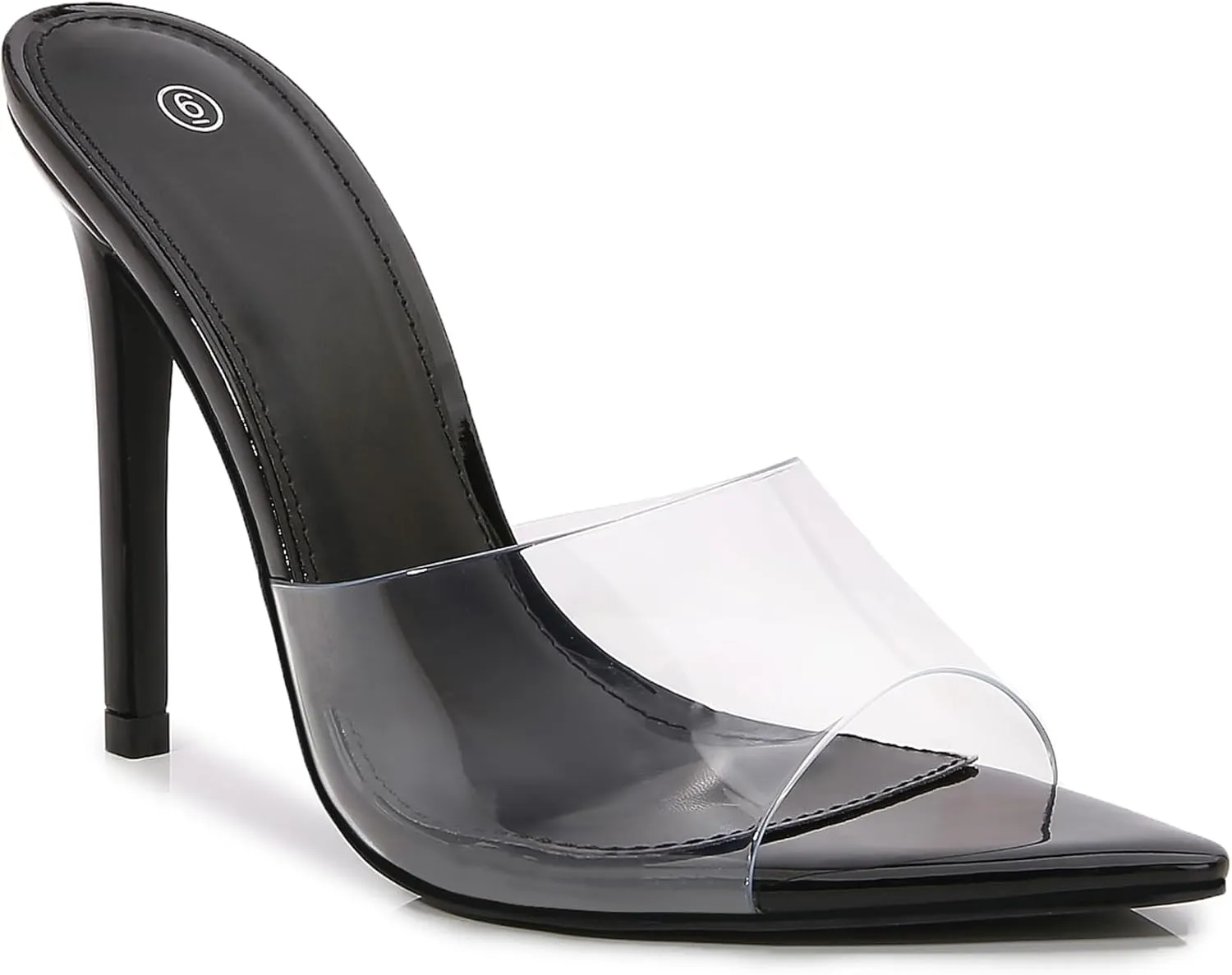 Women Clear Pointed Toe Sandals Stiletto Heels Transparent Strap High Heels Slip on Mules for Women