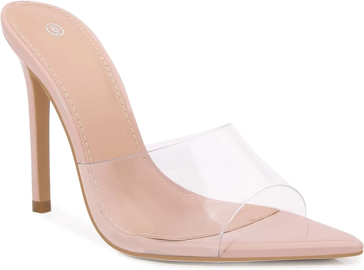 Women Clear Pointed Toe Sandals Stiletto Heels Transparent Strap High Heels Slip on Mules for Women