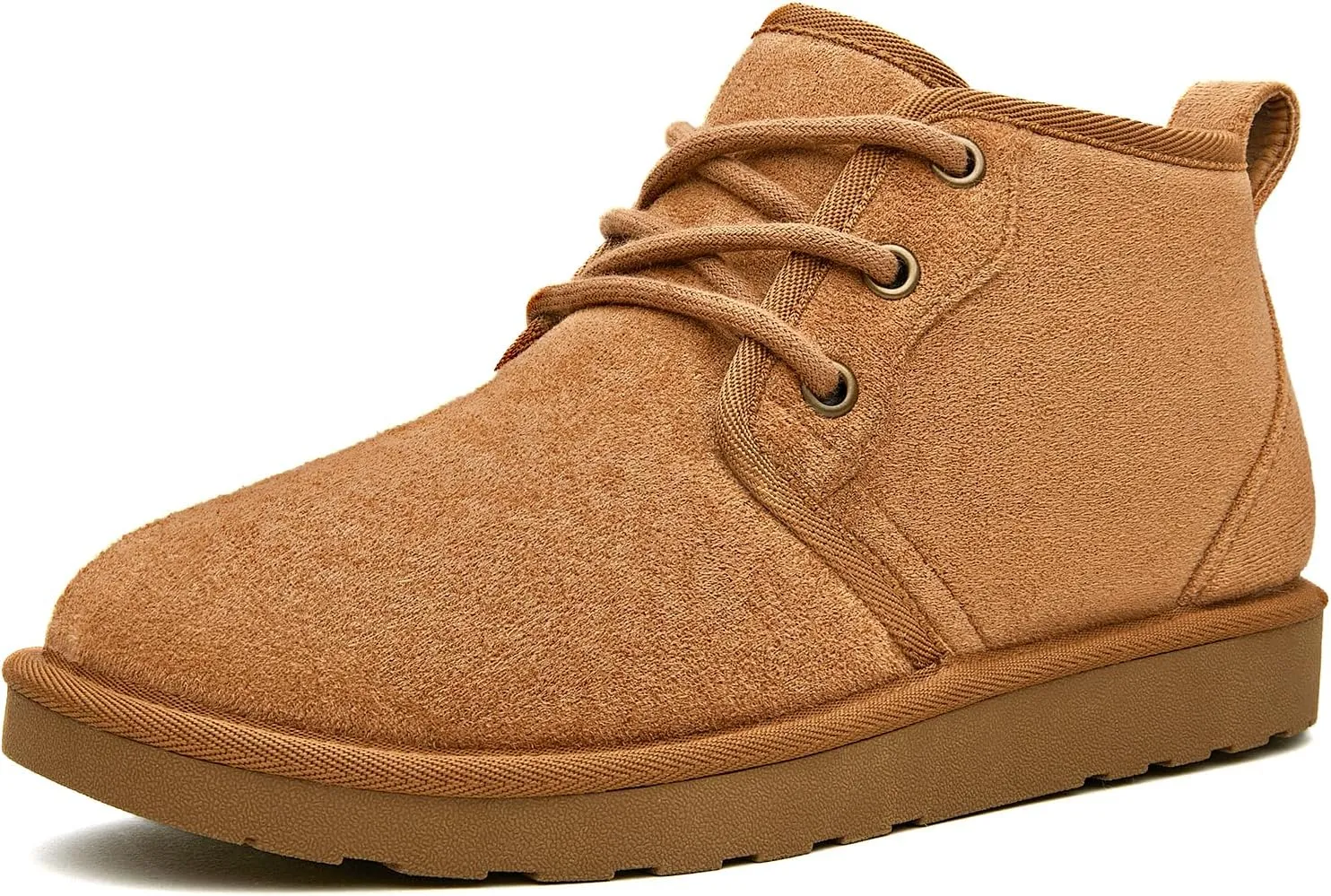 Women Fur Lined Ankle Boots Genuine Suede Faux Cozy Winter Lace Up Warm Short Booties