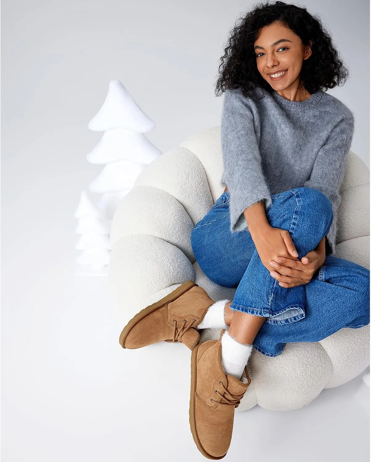 Women Fur Lined Ankle Boots Genuine Suede Faux Cozy Winter Lace Up Warm Short Booties