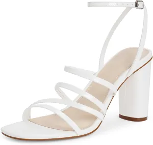 Women Heeled Sandals Square Open Toe Block High Heels Strappy Chunky Heels Ankle Strap Sandals Comfort Dress Party Prom Shoes