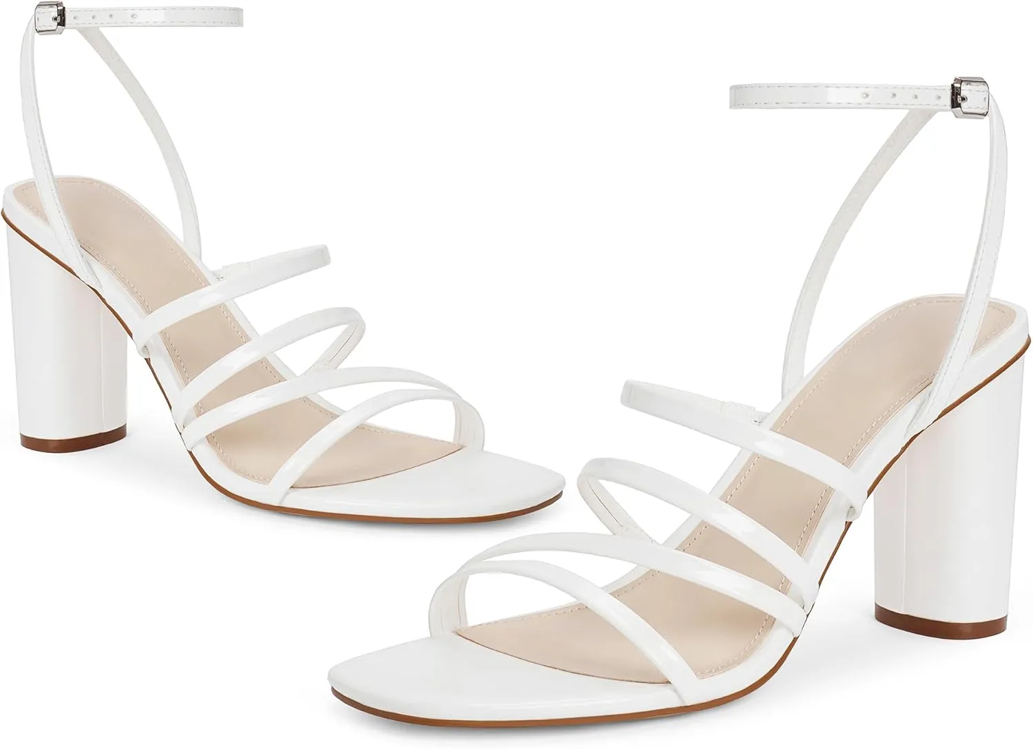 Women Heeled Sandals Square Open Toe Block High Heels Strappy Chunky Heels Ankle Strap Sandals Comfort Dress Party Prom Shoes