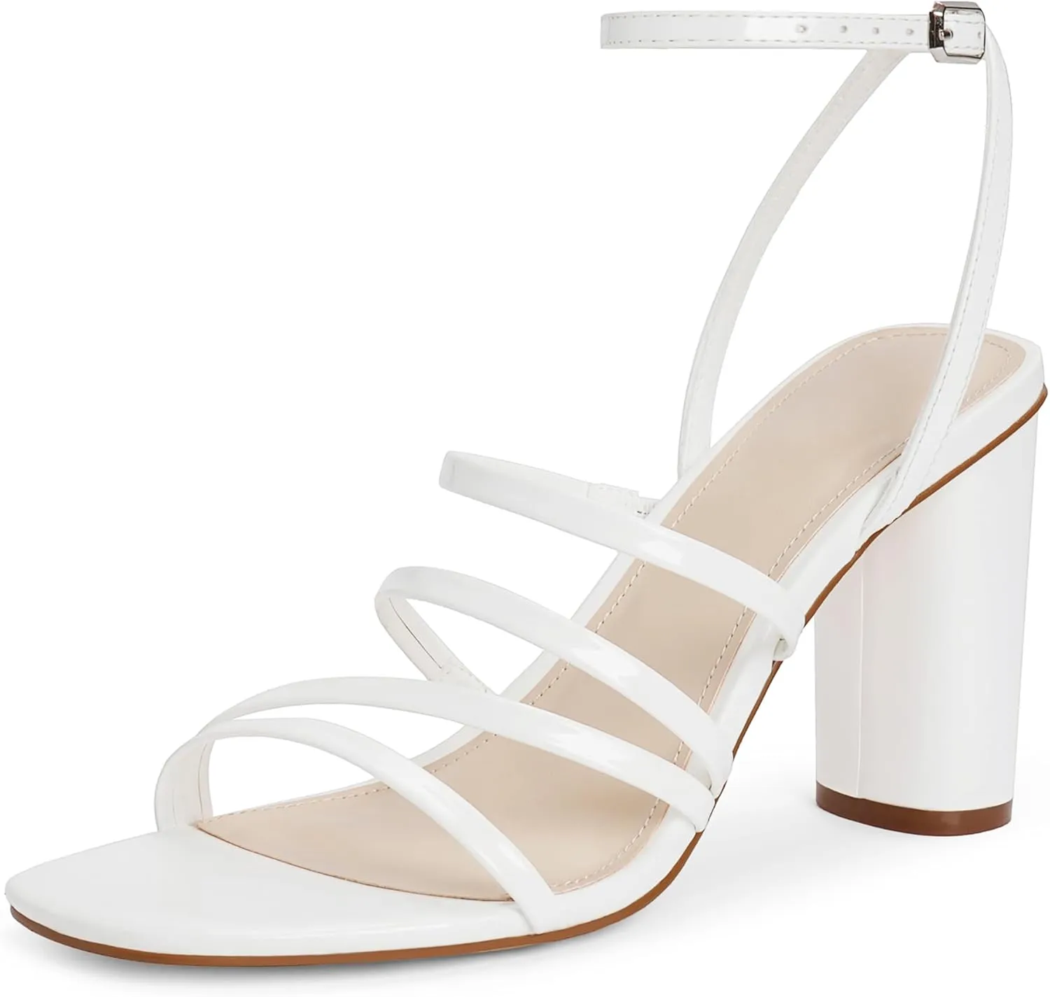 Women Heeled Sandals Square Open Toe Block High Heels Strappy Chunky Heels Ankle Strap Sandals Comfort Dress Party Prom Shoes