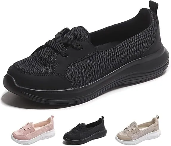 Women Orthopedic Walking Shoes,Women’s Breathable Slip on Arch Support Non-Slip Shoes 2024 Wide Width Fit Walking Woven Orthopedic Soft Loafers Sneakers Boat Shoes