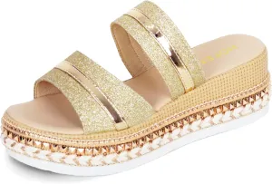 Women Platform Sandals Espadrille Slip on Open Toe Boho Wedge Sandals for Women Dressy Casual Summer