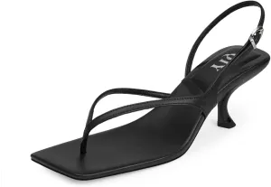 Women Sandals Kitten Heels for Women Flip Flops Square Open Toe Thong Heeled Sandals Comfort Party Dress Shoes
