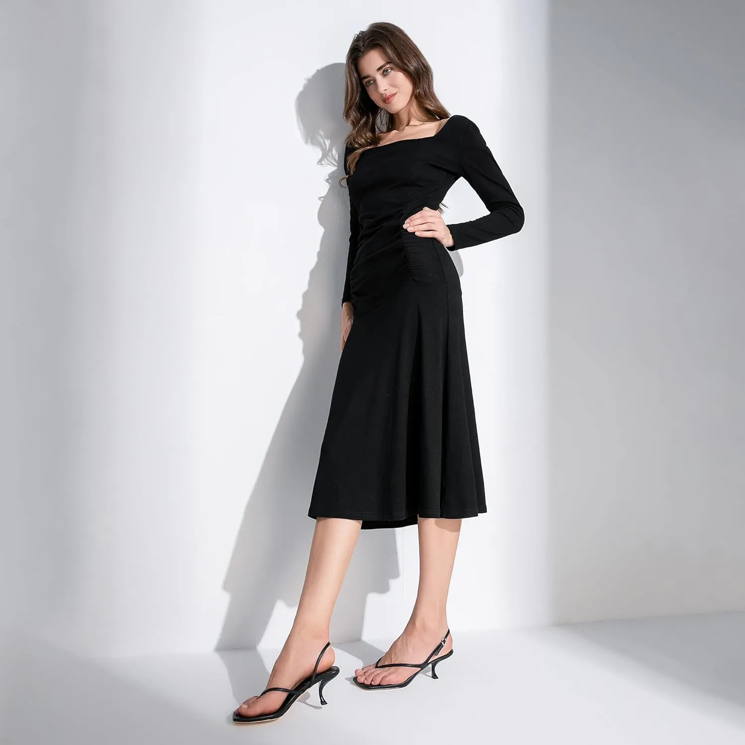 Women Sandals Kitten Heels for Women Flip Flops Square Open Toe Thong Heeled Sandals Comfort Party Dress Shoes