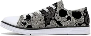Women Skull Shoes Printed Cool Paisley Print Fashion Sneakers for Teen Men Boys Girls Student Canvas Shoes for Ladies
