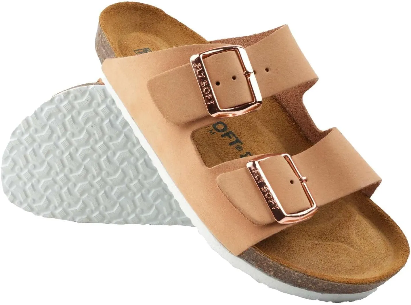 Women's 100% Genuine Leather Sandals - Comfortable Smart Foam Footbed, Slip-On Slides for Summer Wear, Adjustable Fit and Durable Non-Slip Sole