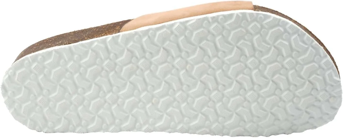Women's 100% Genuine Leather Sandals - Comfortable Smart Foam Footbed, Slip-On Slides for Summer Wear, Adjustable Fit and Durable Non-Slip Sole