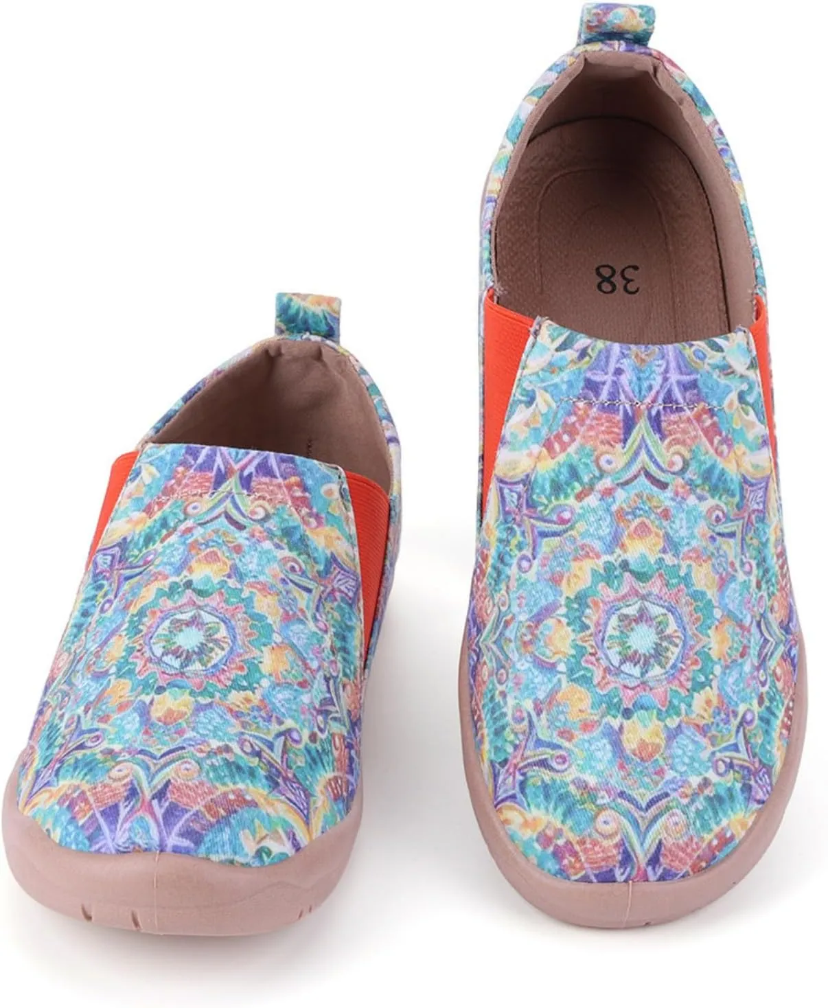 Women's Art Painted Casual Loafers, Extra Wide Slip-on Diabetic Shoes for Women, Comfortable Canvas Arch Support Walking Shoes