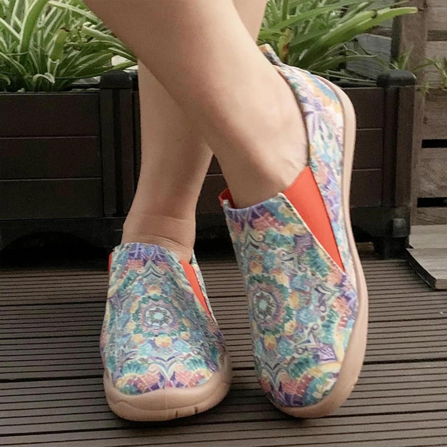 Women's Art Painted Casual Loafers, Extra Wide Slip-on Diabetic Shoes for Women, Comfortable Canvas Arch Support Walking Shoes