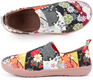 Women's Art Painted Casual Loafers, Extra Wide Slip-on Diabetic Shoes for Women, Comfortable Canvas Arch Support Walking Shoes