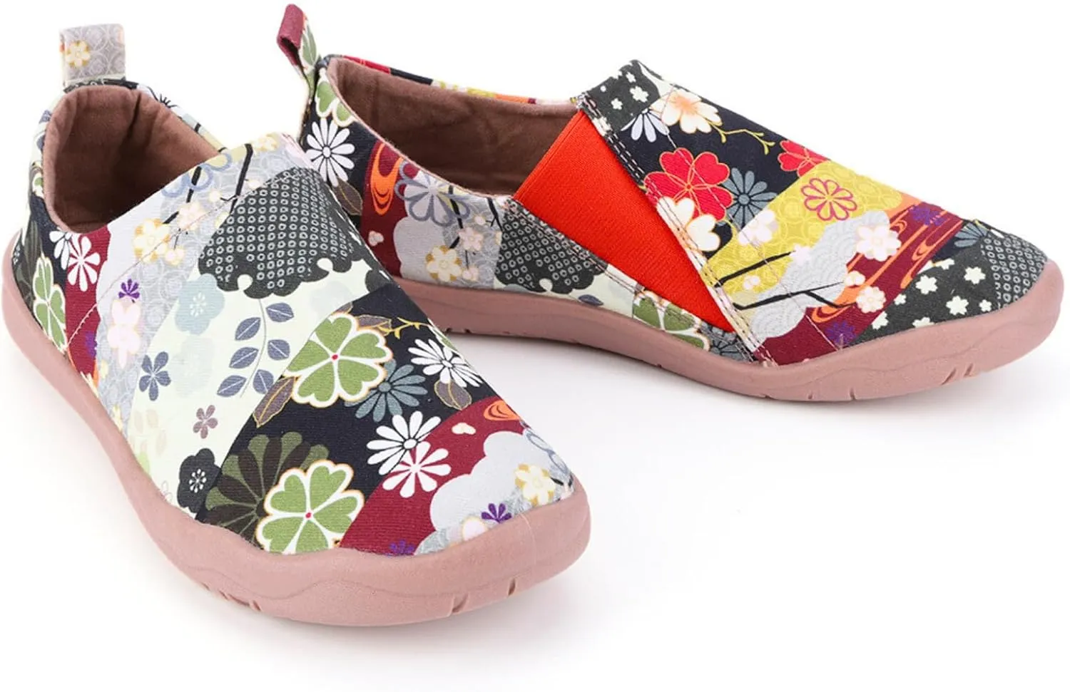 Women's Art Painted Casual Loafers, Extra Wide Slip-on Diabetic Shoes for Women, Comfortable Canvas Arch Support Walking Shoes