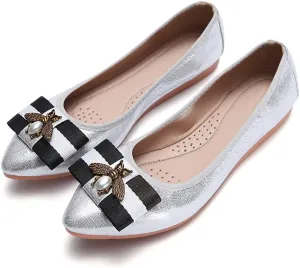 Women's Ballet Flats Foldable Shiny Comfortable Loafers Shoes Dressy Flats Shoes for Women