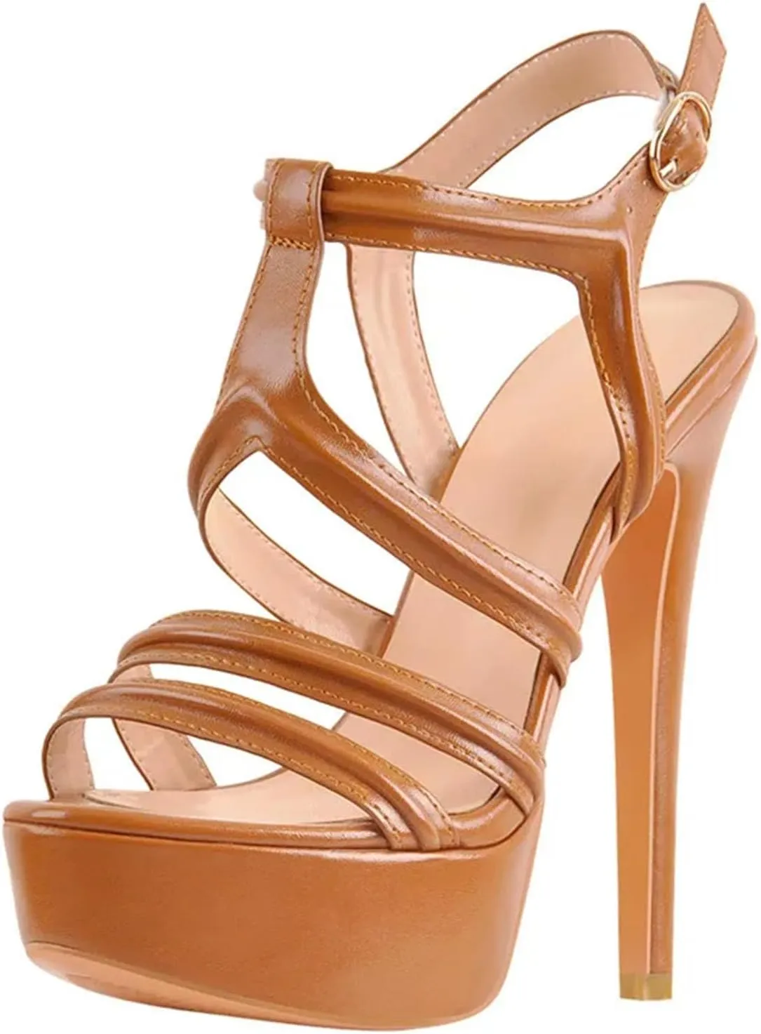 Women's Black Chunky Sandals - Peep-Toe Casual Party Platforms