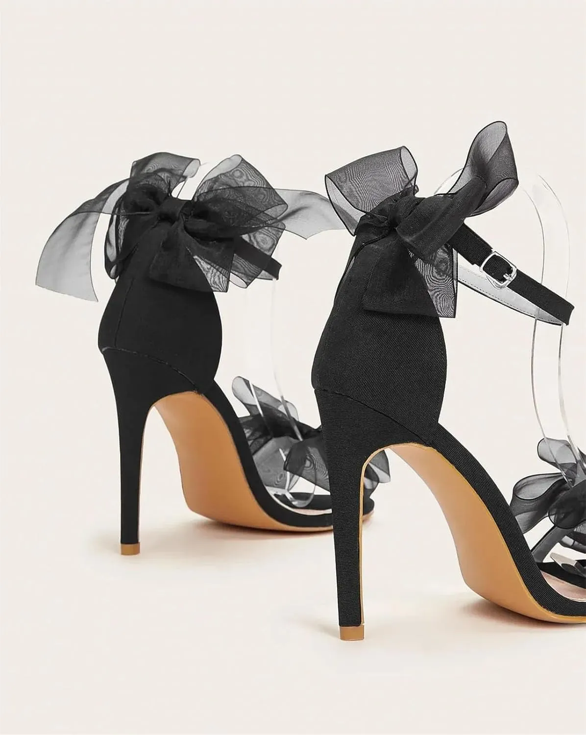 Women's Black Lace Bowknot Pumps - 11cm High Heel Prom Party Shoes