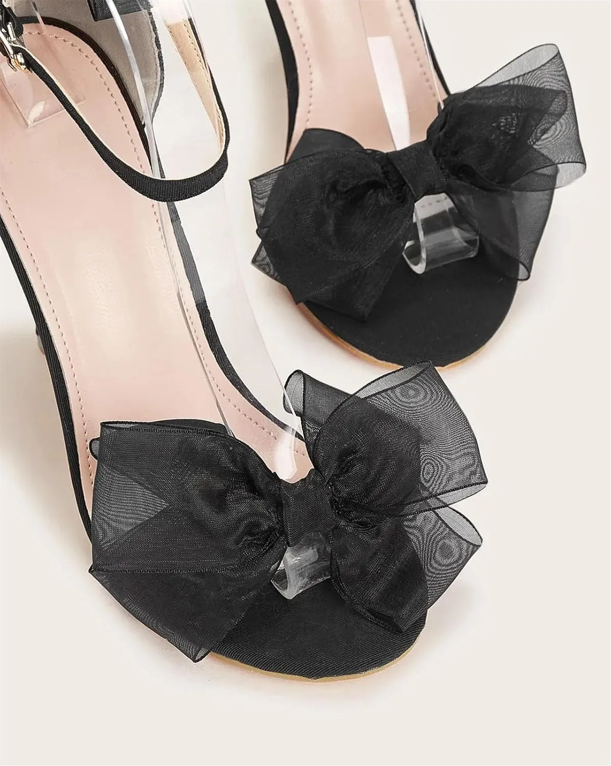 Women's Black Lace Bowknot Pumps - 11cm High Heel Prom Party Shoes