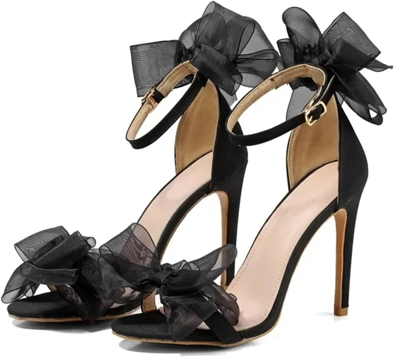 Women's Black Lace Bowknot Pumps - 11cm High Heel Prom Party Shoes