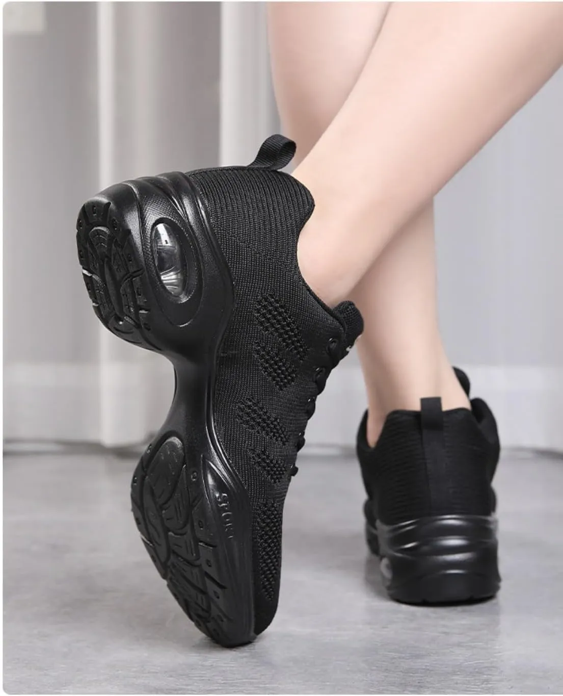 Women's Breathable Air Cushion Jazz Dance Shoes Lace Up Mesh Sneakers Athletic Walking Dance Thick Soled