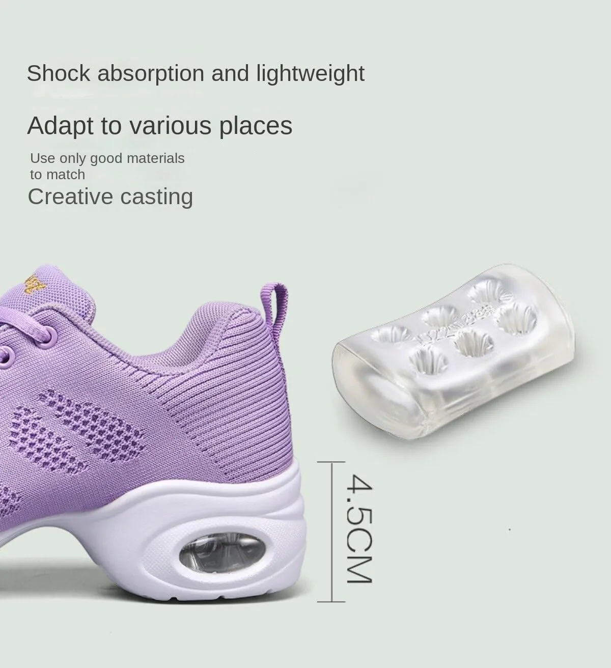 Women's Breathable Air Cushion Jazz Dance Shoes Lace Up Mesh Sneakers Athletic Walking Dance Thick Soled