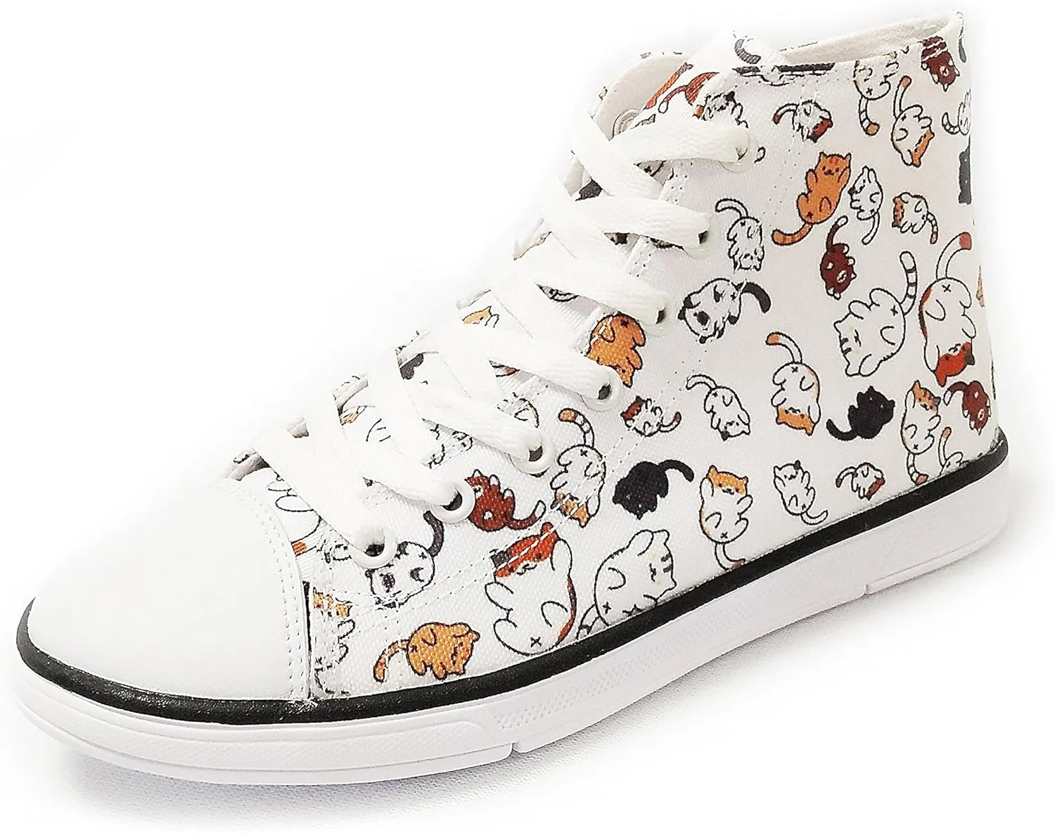 Women's Cat Printed Shoes Kitty Shoe Casual Business Work High Top Canvas Sneakers Funny Cute Shoes for Ladies