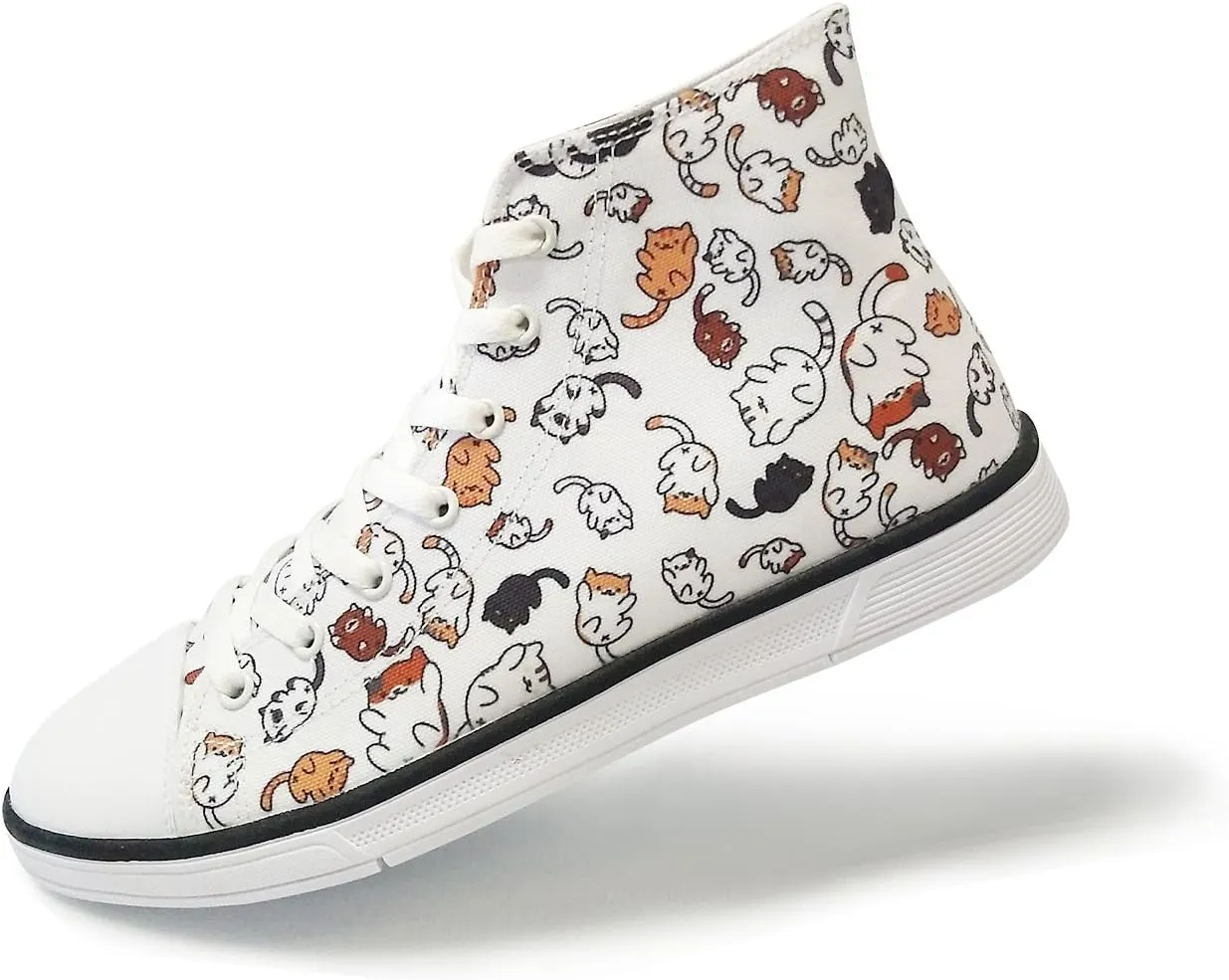 Women's Cat Printed Shoes Kitty Shoe Casual Business Work High Top Canvas Sneakers Funny Cute Shoes for Ladies