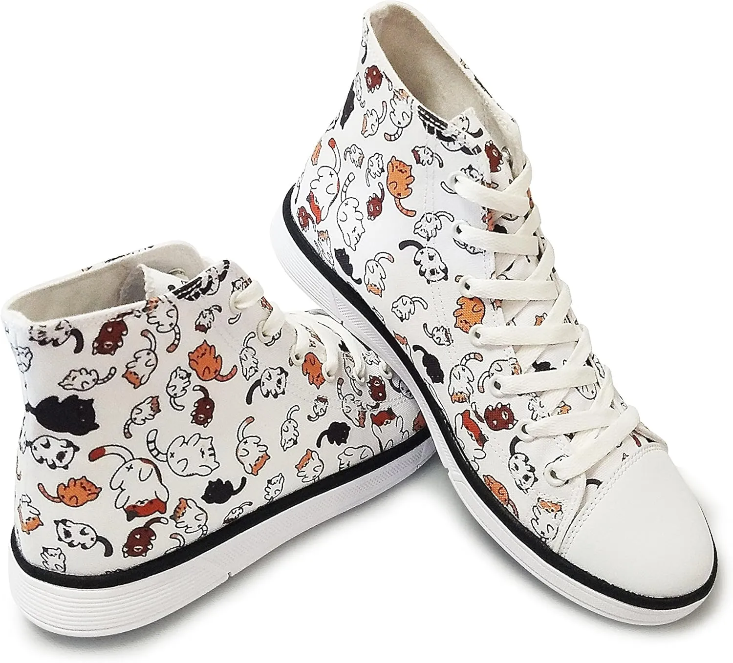 Women's Cat Printed Shoes Kitty Shoe Casual Business Work High Top Canvas Sneakers Funny Cute Shoes for Ladies