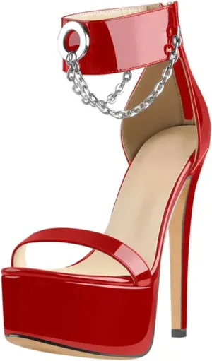 Women's Chain Zipper Sandals - Platform Stiletto Party Dress Pumps