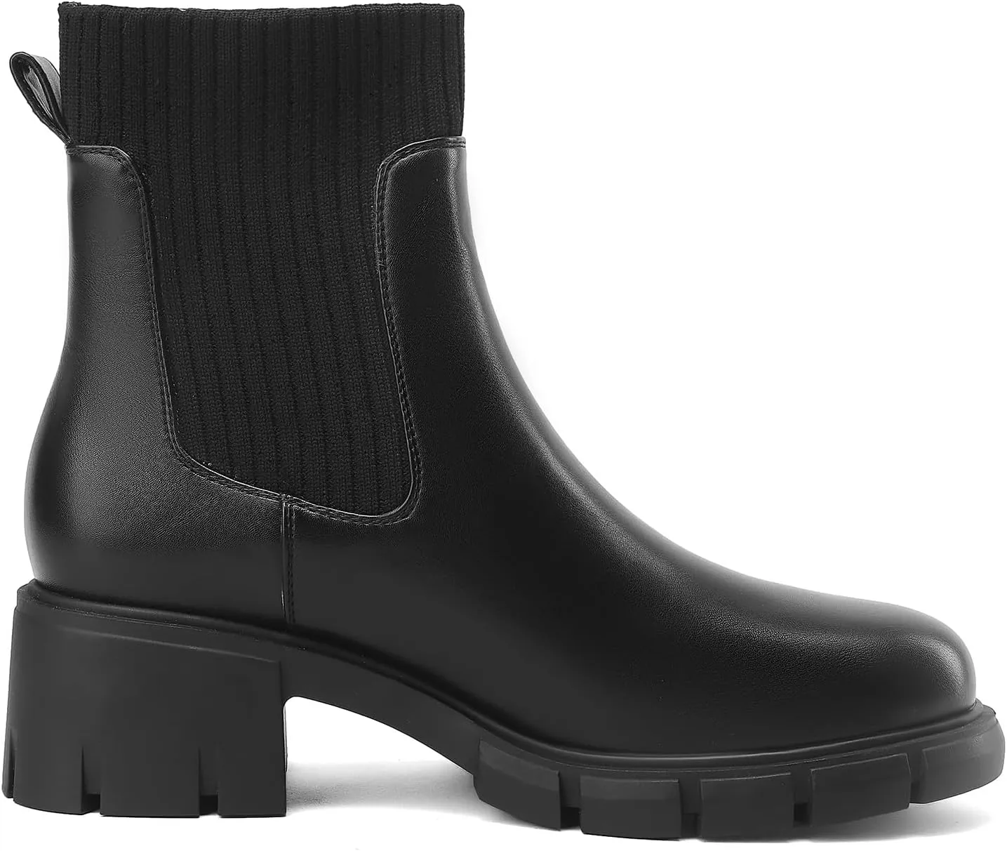 Women's Chelsea Boots, Elasticated Platform Ankle Boots with Block Heel Lug Sole Winter Bootie for Outdoor Home Dates