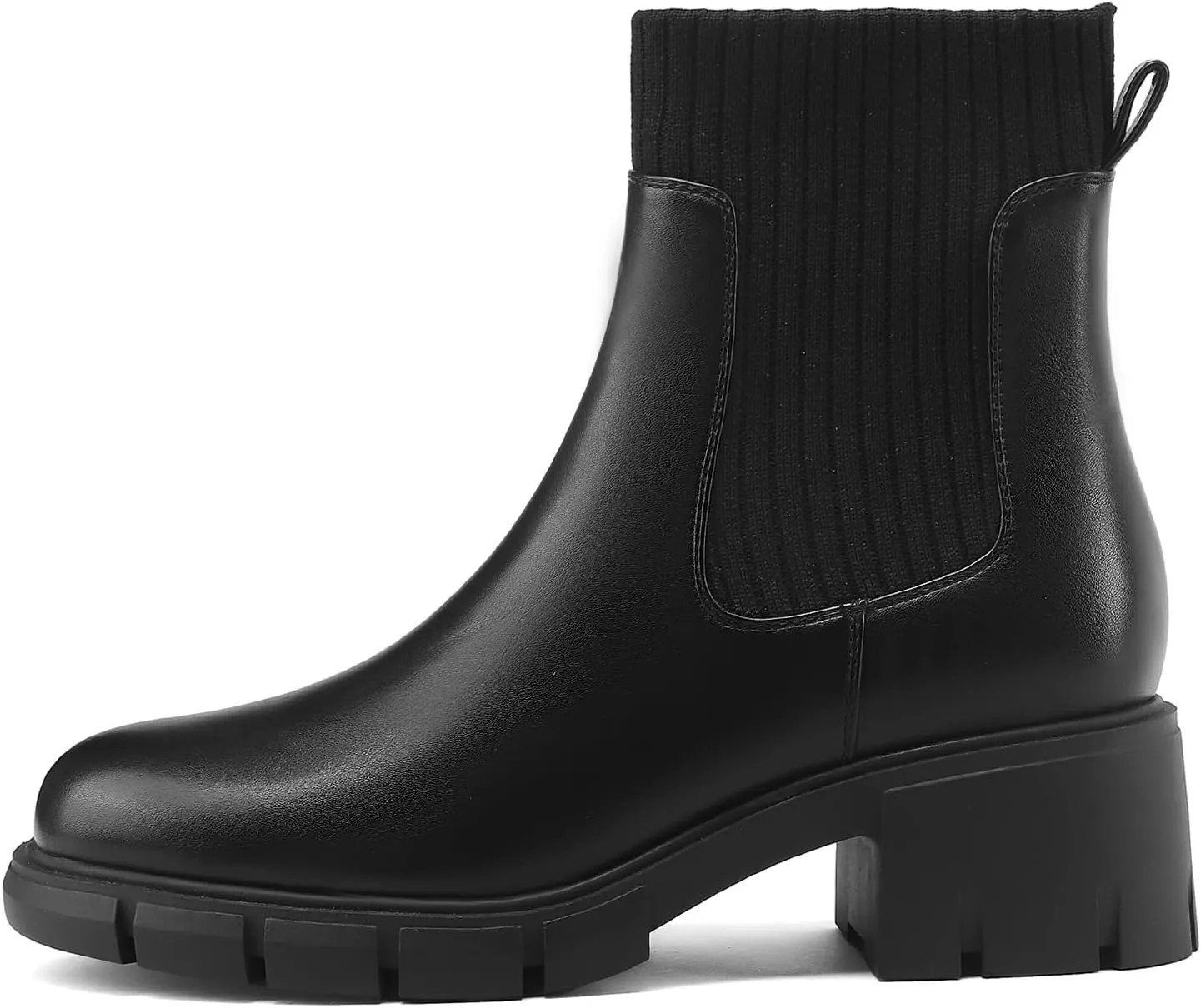 Women's Chelsea Boots, Elasticated Platform Ankle Boots with Block Heel Lug Sole Winter Bootie for Outdoor Home Dates