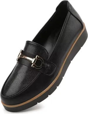 Women's Classic Comfort Leather Loafers Cute Slip-Ons Casual Dress Shoes Lightweight Walking Flats Everyday Work Shoes