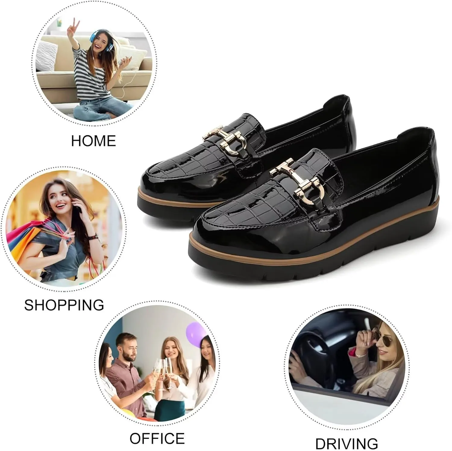 Women's Classic Comfort Leather Loafers Cute Slip-Ons Casual Dress Shoes Lightweight Walking Flats Everyday Work Shoes