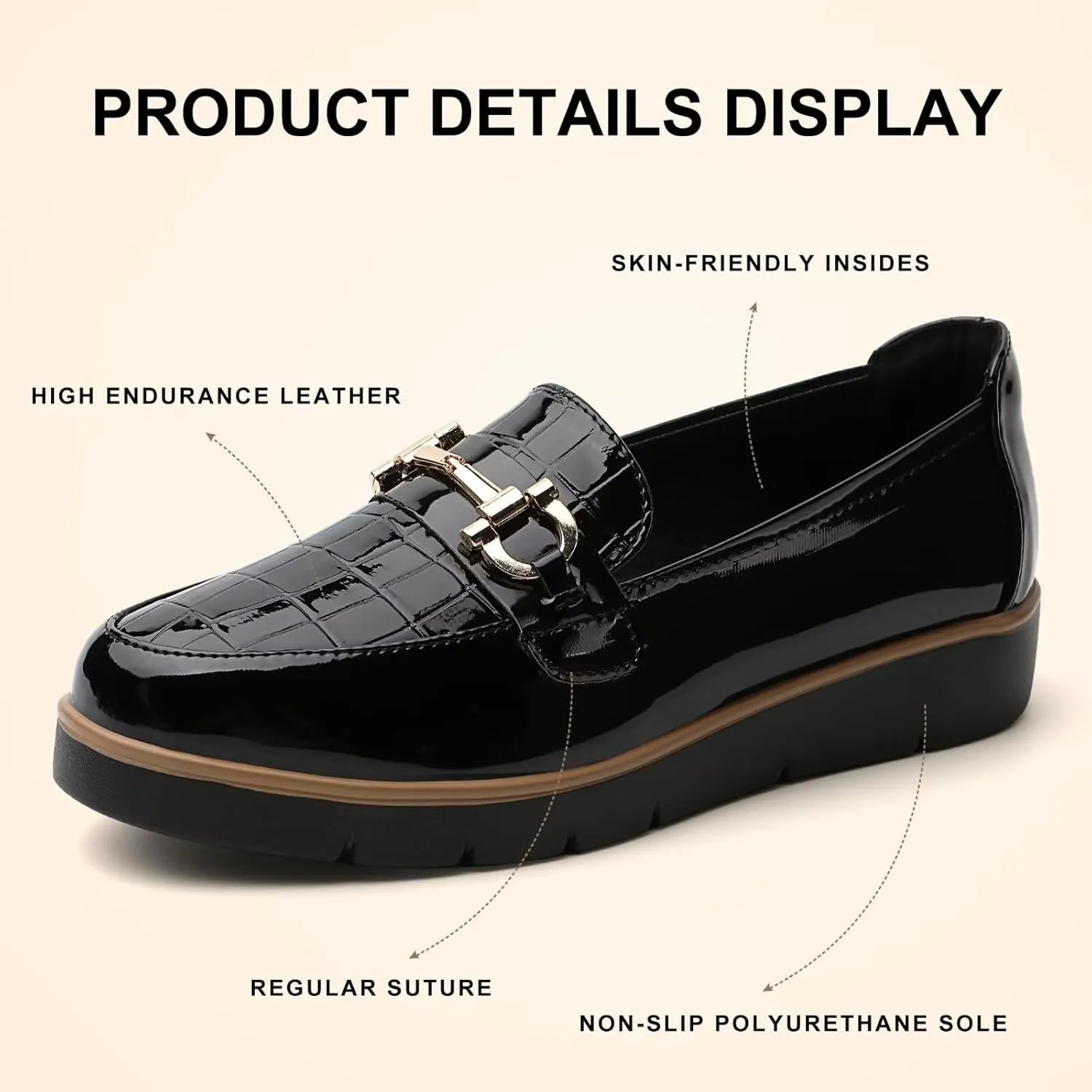 Women's Classic Comfort Leather Loafers Cute Slip-Ons Casual Dress Shoes Lightweight Walking Flats Everyday Work Shoes
