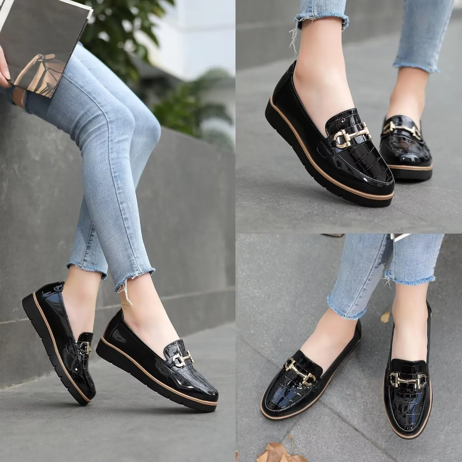 Women's Classic Comfort Leather Loafers Cute Slip-Ons Casual Dress Shoes Lightweight Walking Flats Everyday Work Shoes