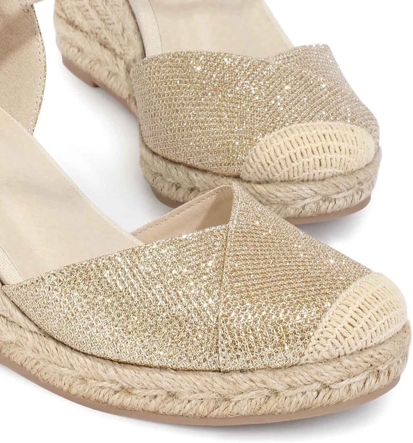 Women's Closed Toe Platform Sandals Summer Buckle Ankle Strap Espadrilles Wedge Sandals