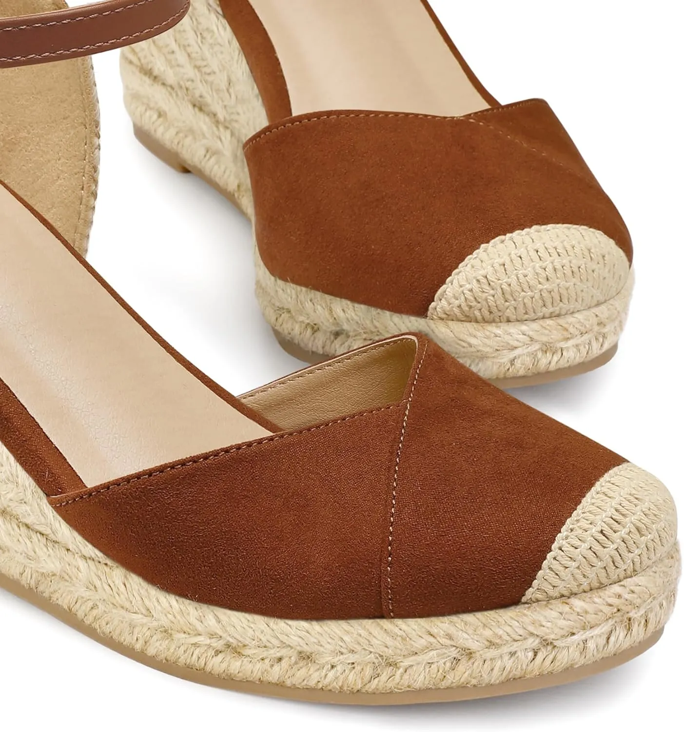 Women's Closed Toe Platform Sandals Summer Buckle Ankle Strap Espadrilles Wedge Sandals