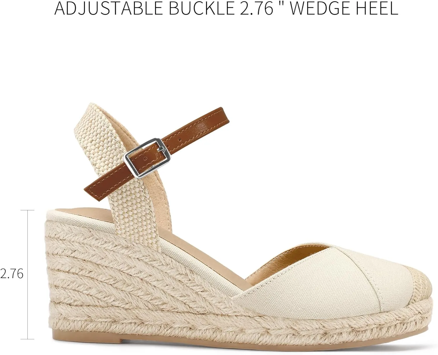 Women's Closed Toe Platform Sandals Summer Buckle Ankle Strap Espadrilles Wedge Sandals