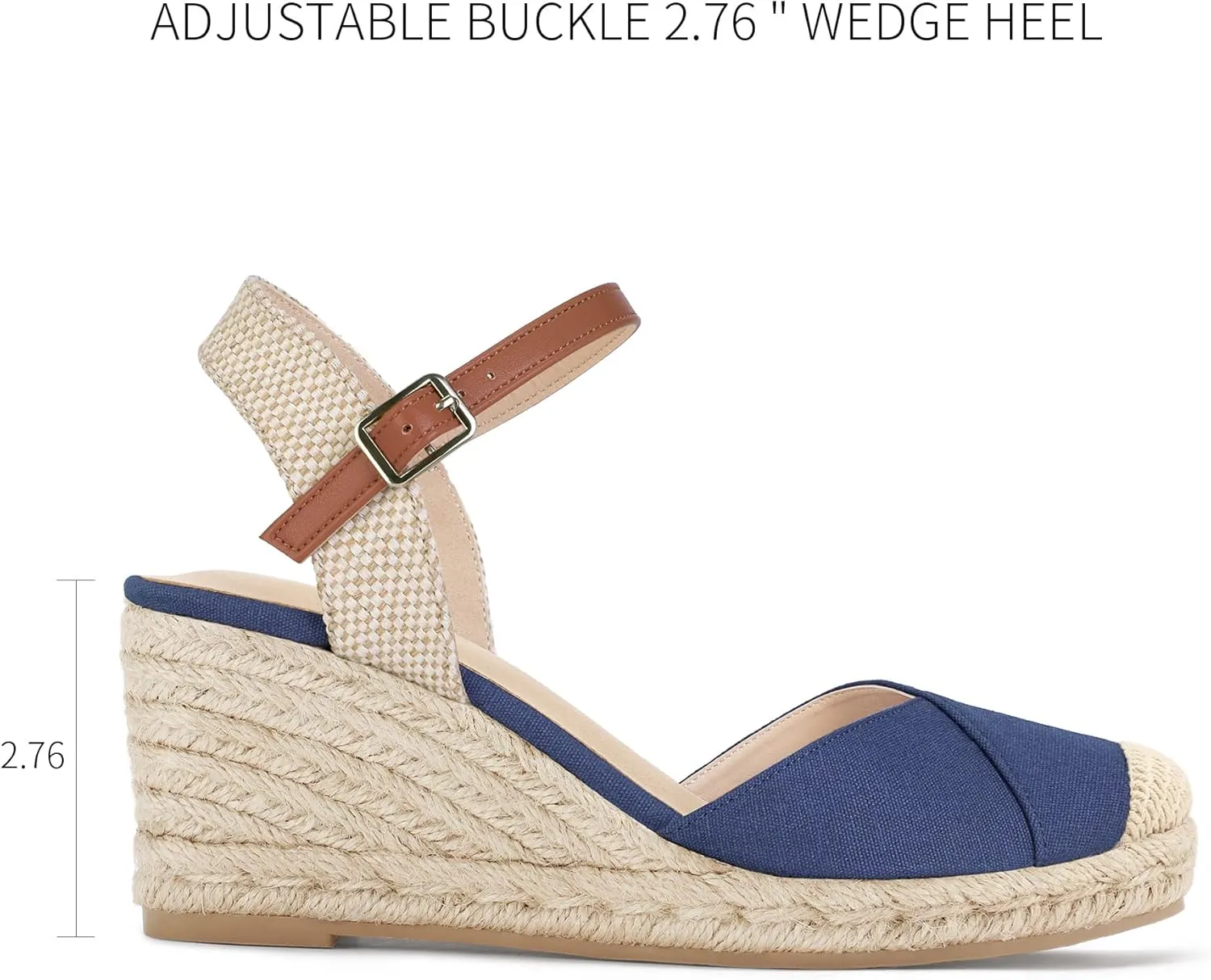 Women's Closed Toe Platform Sandals Summer Buckle Ankle Strap Espadrilles Wedge Sandals