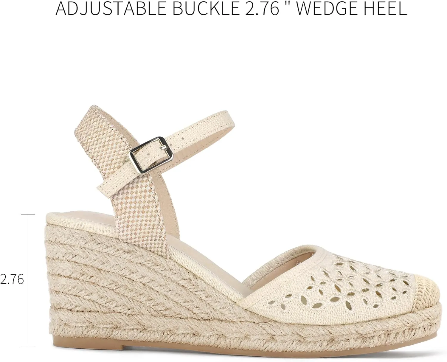 Women's Closed Toe Platform Sandals Summer Buckle Ankle Strap Espadrilles Wedge Sandals