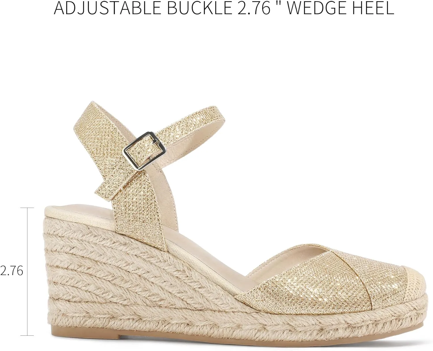 Women's Closed Toe Platform Sandals Summer Buckle Ankle Strap Espadrilles Wedge Sandals