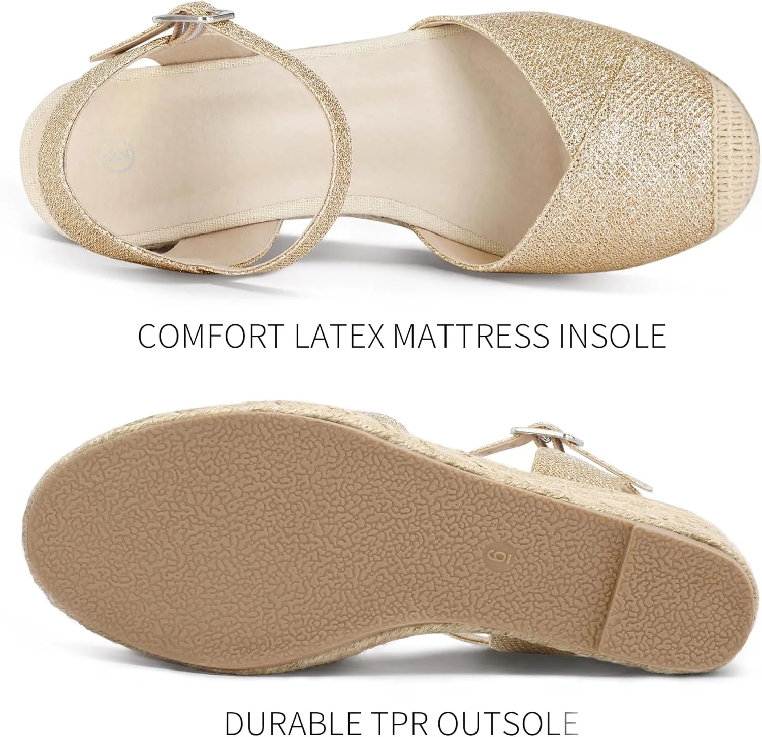 Women's Closed Toe Platform Sandals Summer Buckle Ankle Strap Espadrilles Wedge Sandals