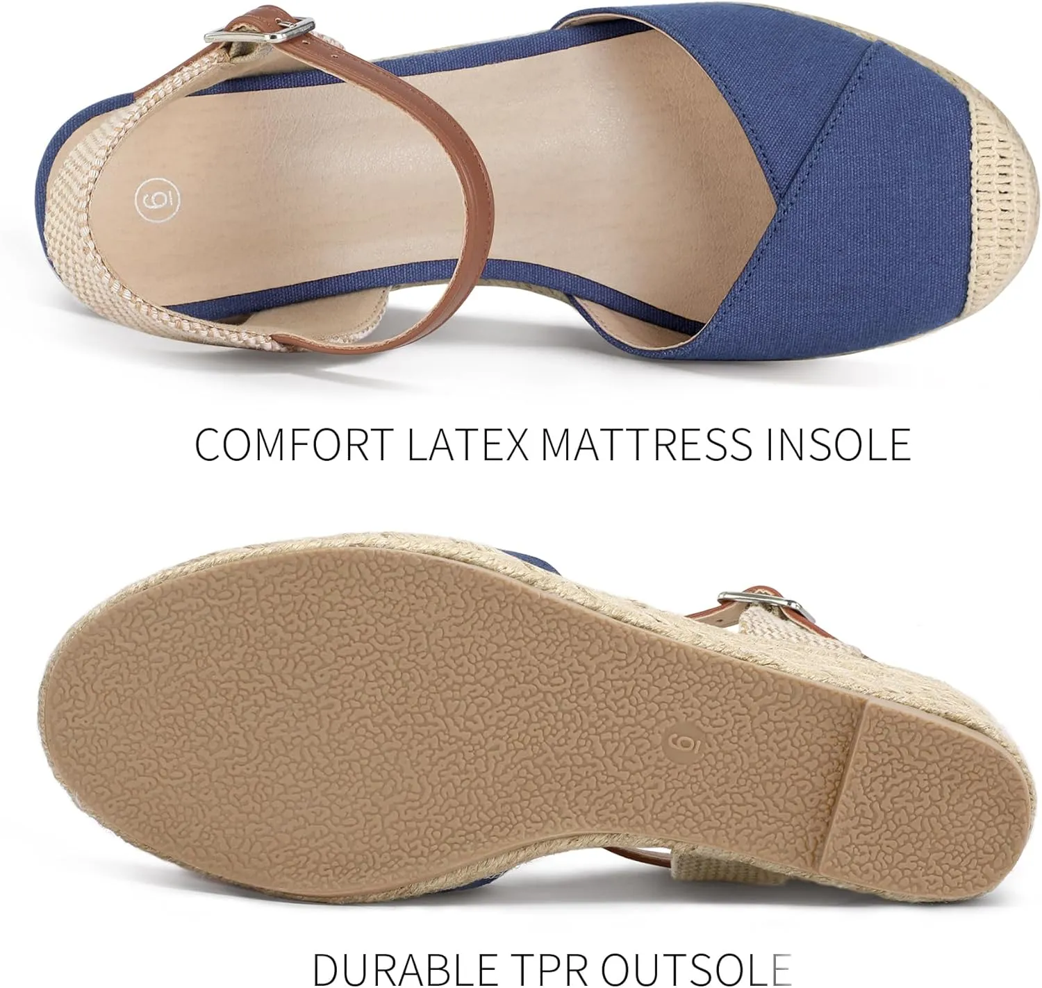 Women's Closed Toe Platform Sandals Summer Buckle Ankle Strap Espadrilles Wedge Sandals