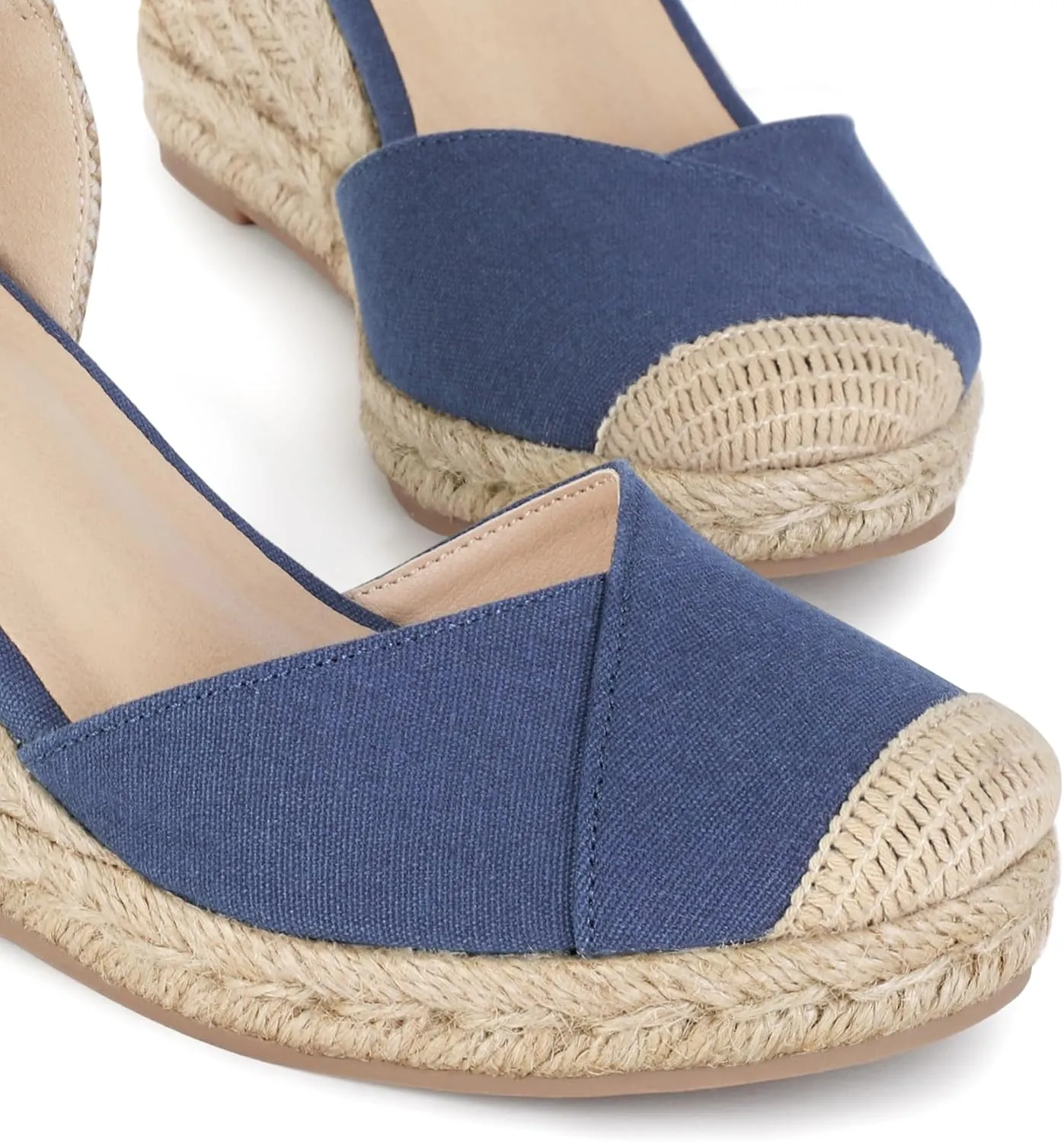 Women's Closed Toe Platform Sandals Summer Buckle Ankle Strap Espadrilles Wedge Sandals